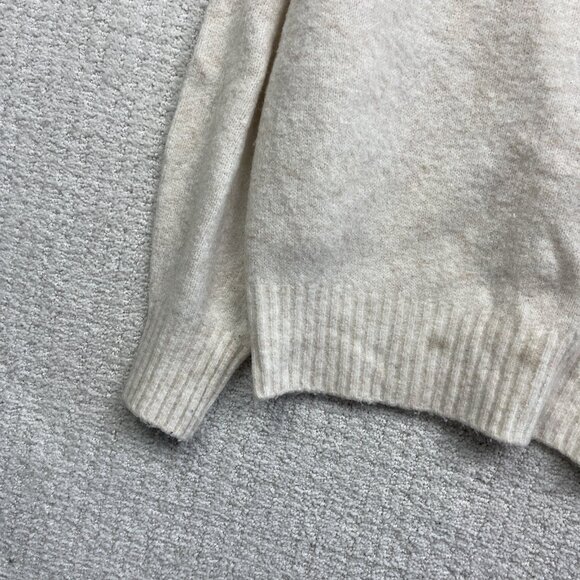 H&M Beige / Off White Off The Shoulder Wool Blend Knit Chumky Sweater Size M - Picture 2 of 16